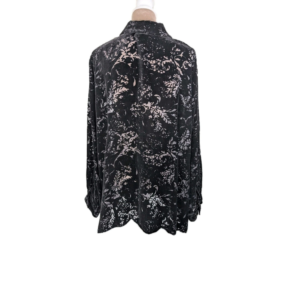 Lauren Ralph Lauren Velvet Burnout Top Sz 2X Whimsigoth Black Fairy Grunge Sheer - Picture 3 of 9